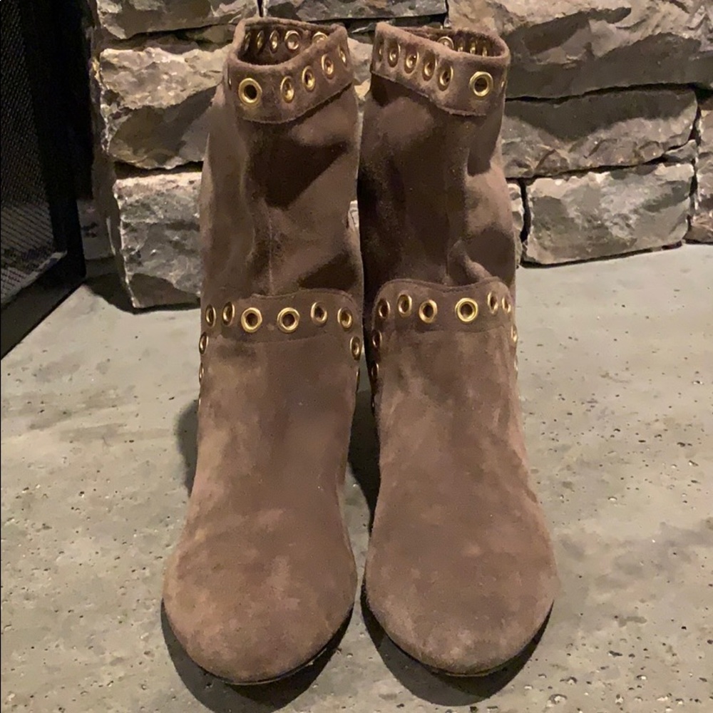 Slouchy suede booties